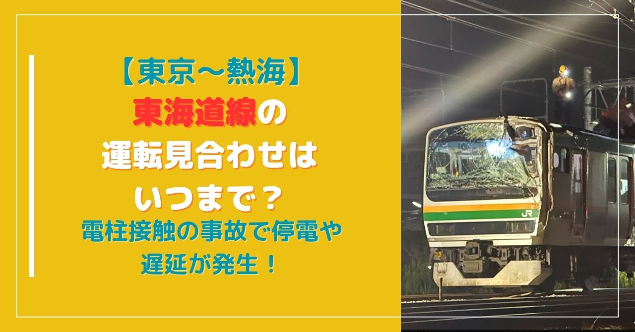 東海道線の運転見合わせはいつまで？電柱接触の事故で停電や遅延が発生！